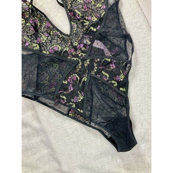 NWT Savage X Fenty Butterfly Wings‎ Lace & Mesh Teddy Purple Heat Size Large - Picture 4 of 9
